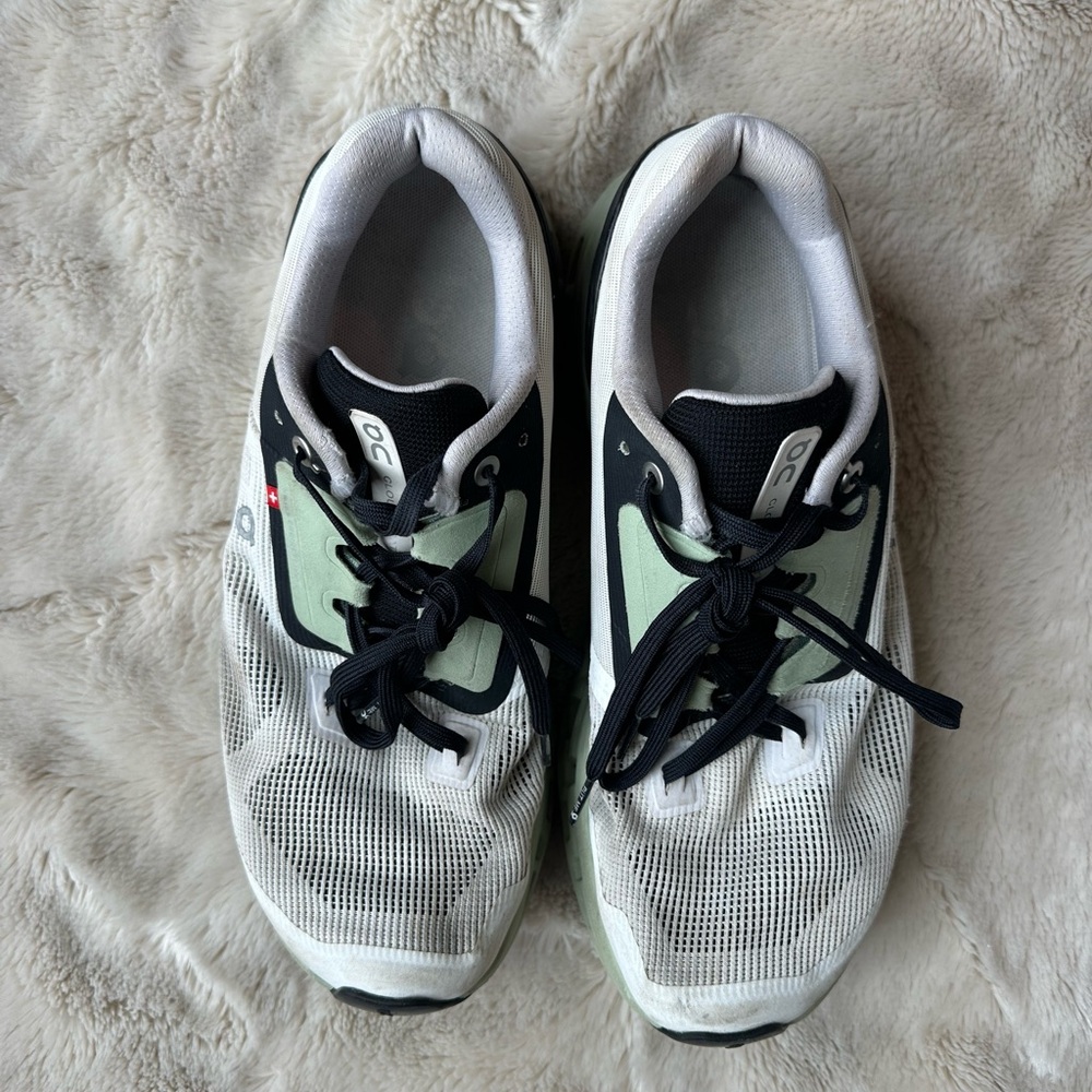On Running White and Mint Sneakers